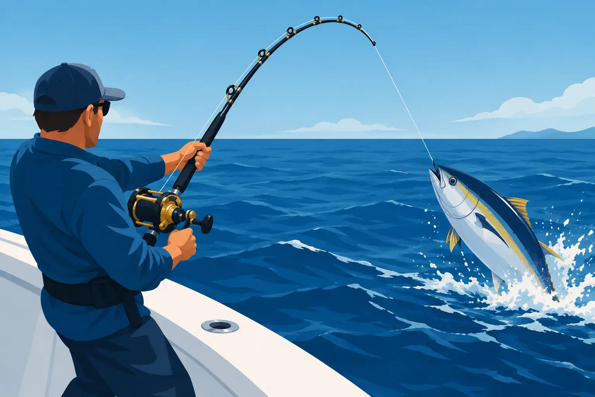 Caña trolling pesca pesada para grandes capturas