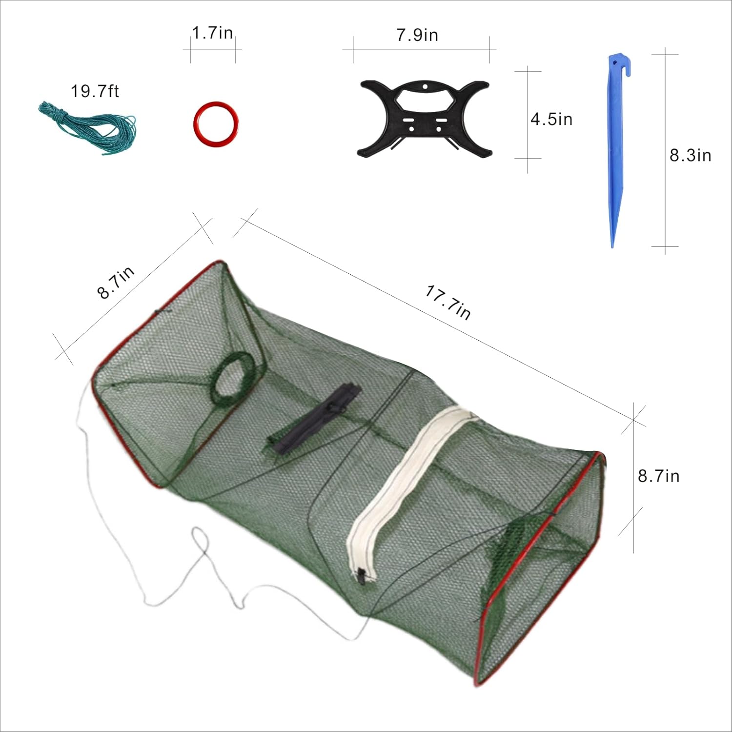 Paquete de 2 Trampas de Pesca Plegables – Redes para cebo de cangrejos y camarones, incluyendo trampa tipo Minnow.