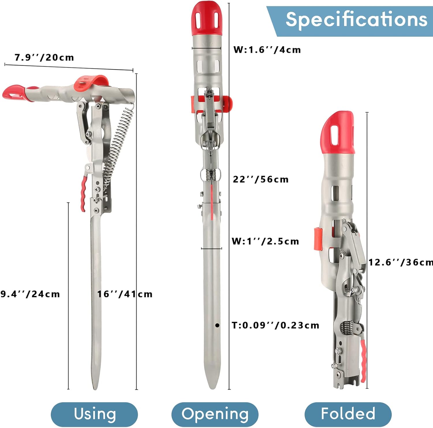 Soporte automático de caña de pescar de resorte | Paquete de 2 soportes de caña de pescar de acero inoxidable con acción de inclinación de resorte único para soportes de apoyo en el suelo
