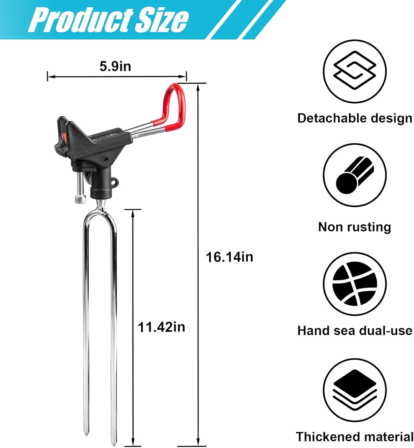 Paquete de 2 soportes para cañas de pescar – Soportes para caña de pescar de banco y tierra, soporte universal ajustable 360, relaja tus manos