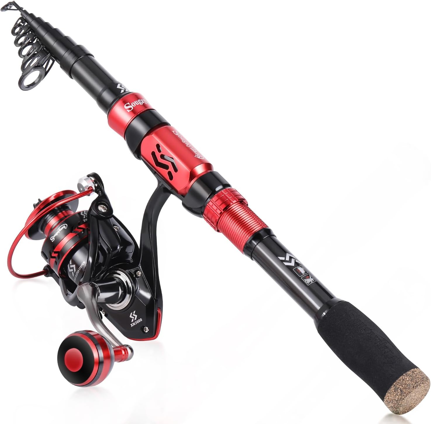 Combo sencillo de caña de pescar con carrete Rojo 1.8m