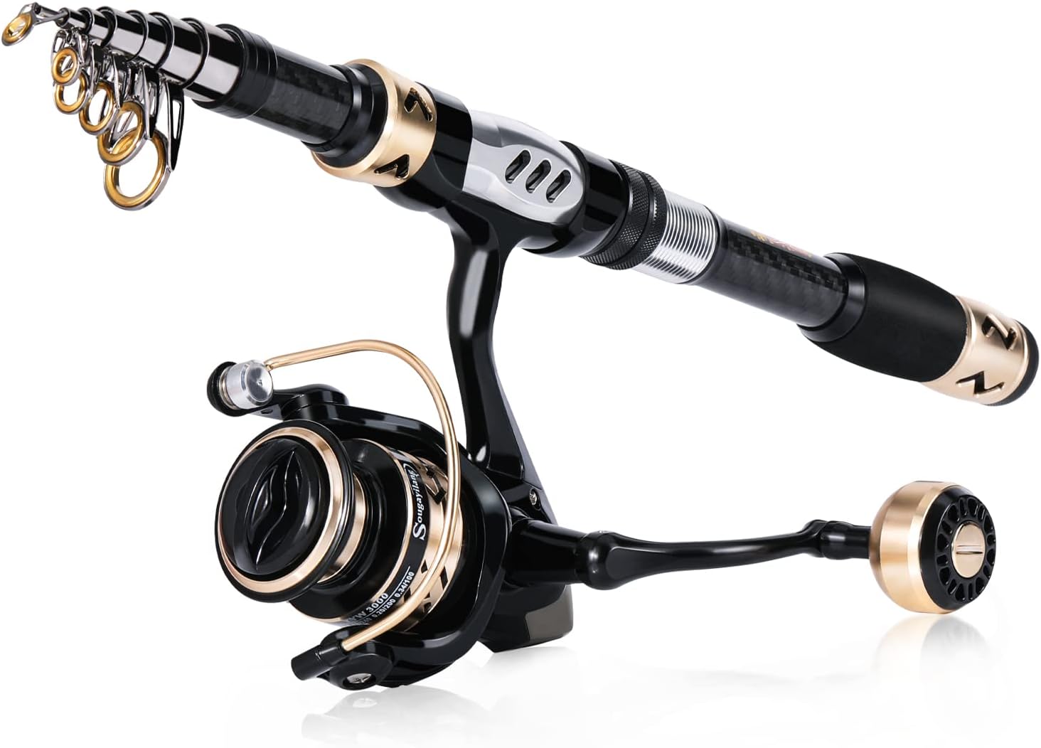 Combo de Caña de Pescar con Carrete Giratorio – Caña portátil con carrete incluido