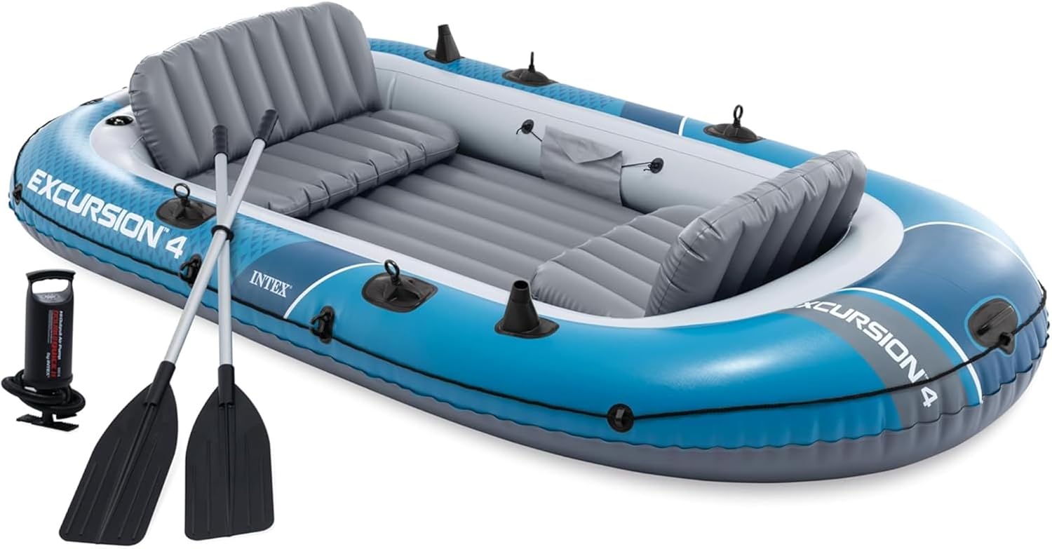 Bote inflables para 4 personas, ideal para estanques, lagos, ríos
