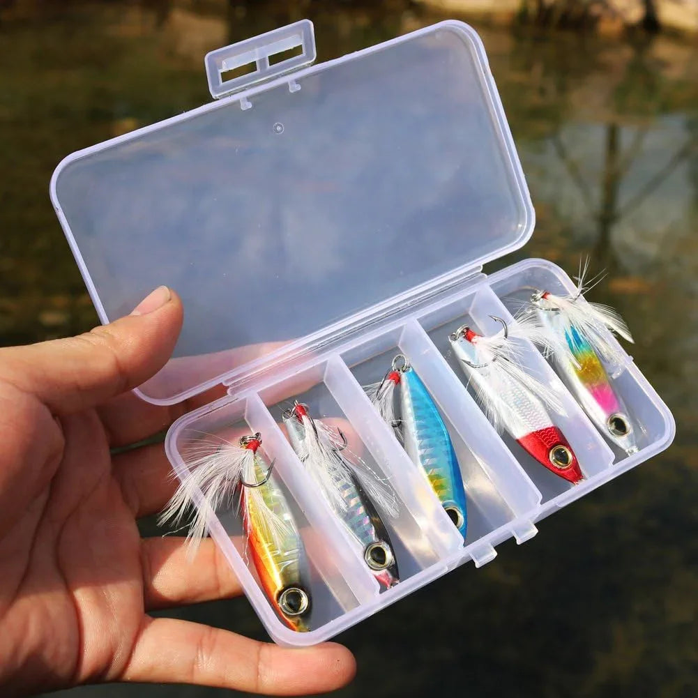 Kit Señuelos de pesca de plantillas, cucharas de metal para hundimiento, cebo micro jigging