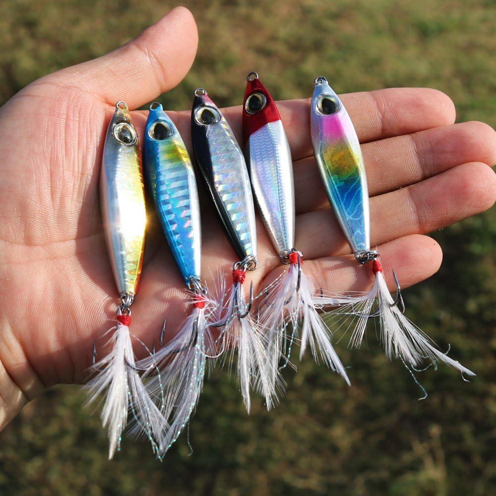 Kit Señuelos de pesca de plantillas, cucharas de metal para hundimiento, cebo micro jigging