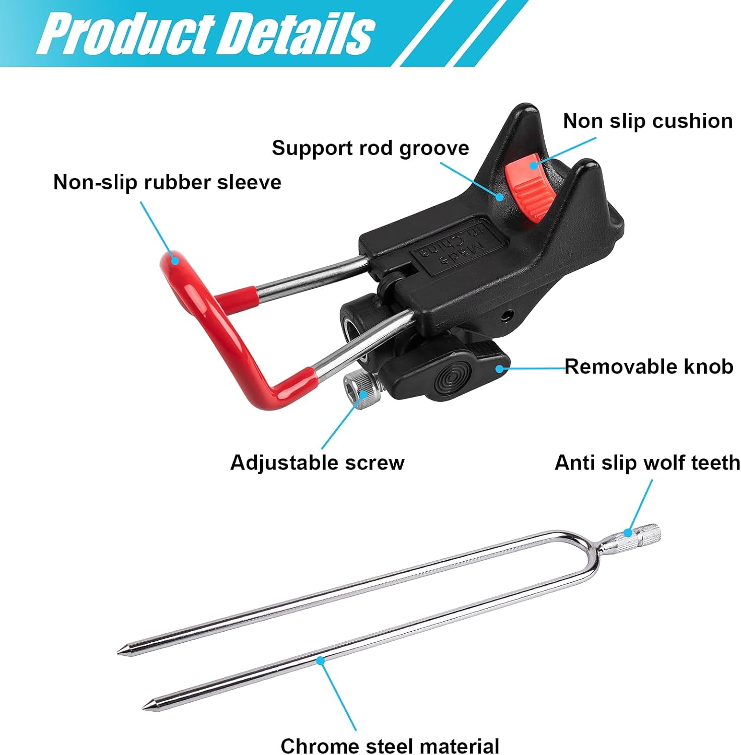 Paquete de 2 soportes para cañas de pescar – Soportes para caña de pescar de banco y tierra, soporte universal ajustable 360, relaja tus manos