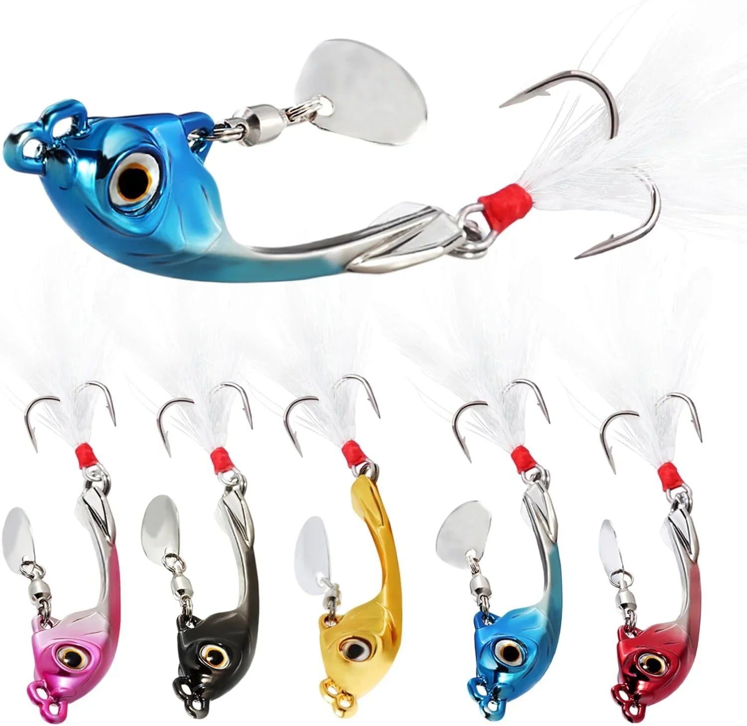 Kit Señuelos de pesca de plantillas, cucharas de metal para hundimiento, cebo micro jigging