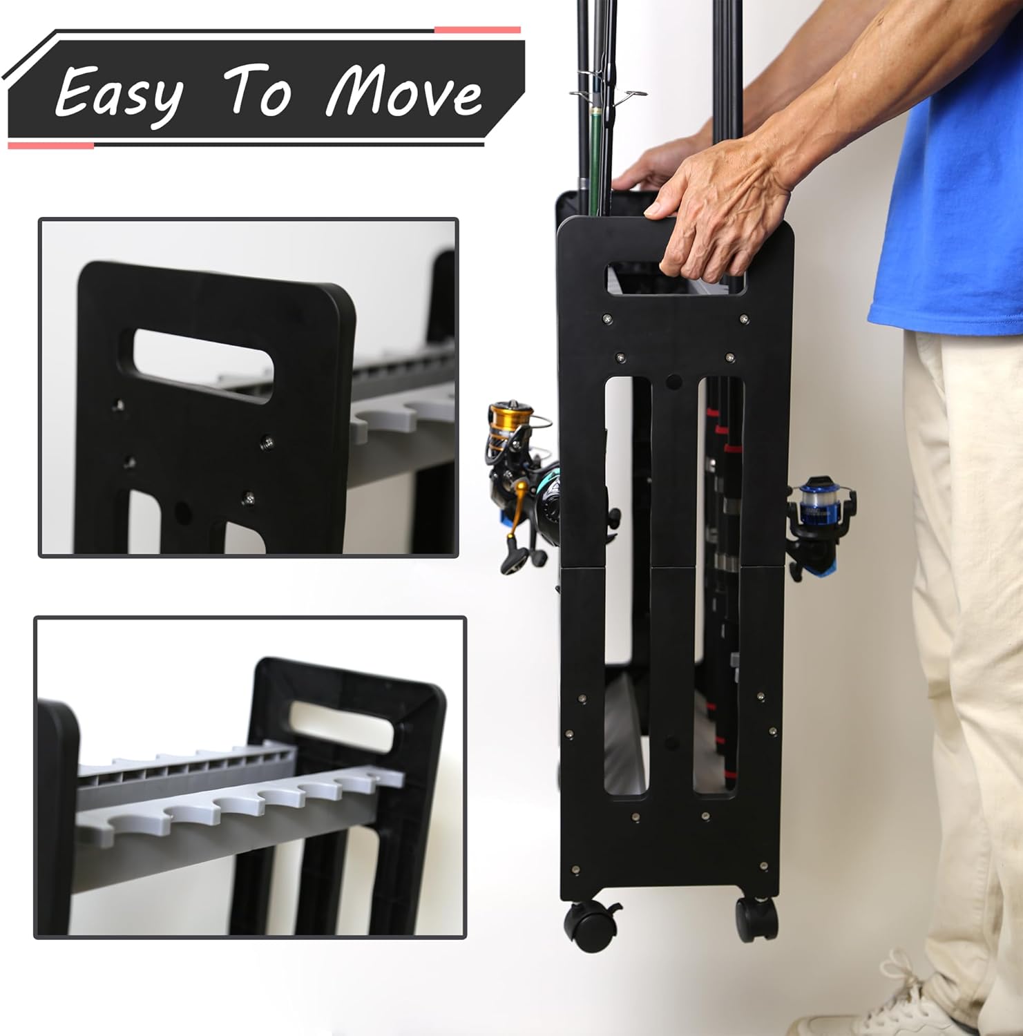 Soporte para Caña de Pescar para 16 cañas, Estante Vertical de Piso