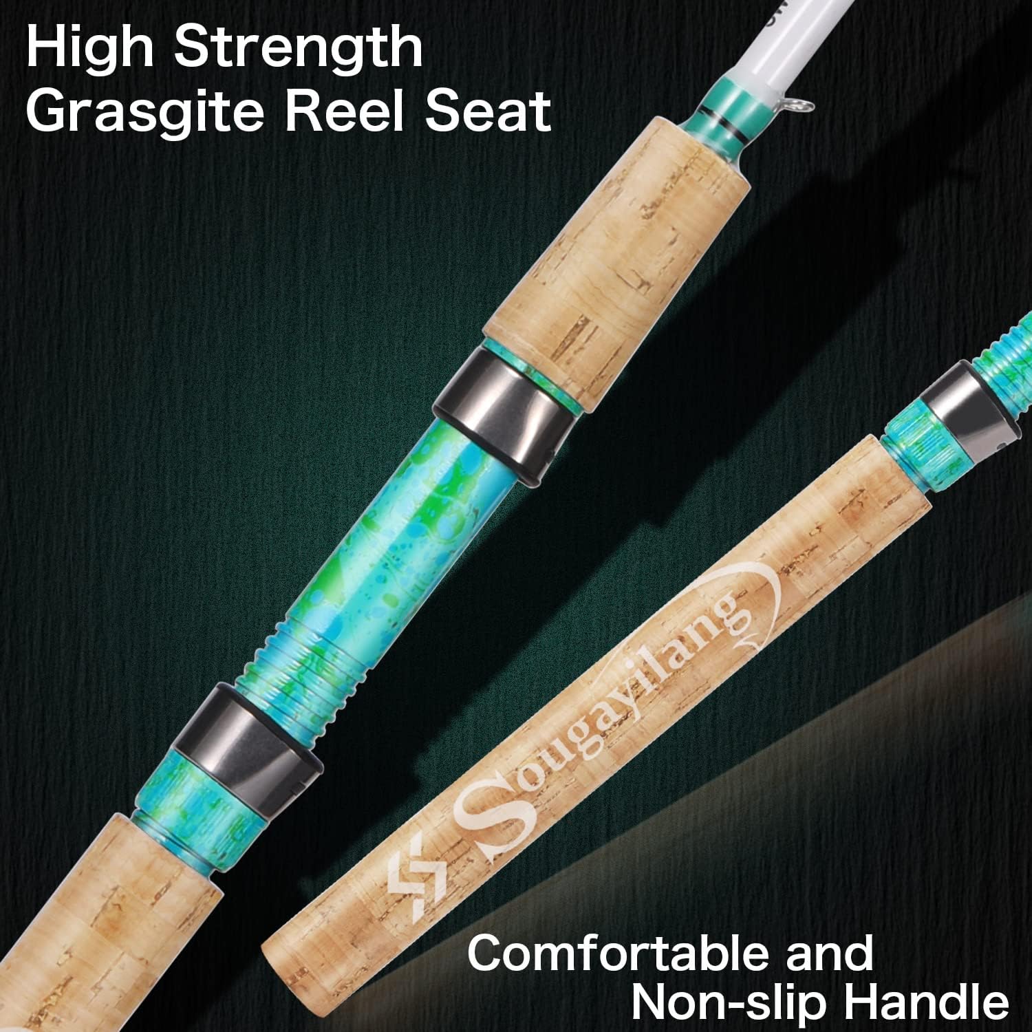 Combo de Caña y Carrete de Pesca – Incluye 2 cañas de 5’6” de grafito y fibra de vidrio duraderas, con carrete antirretroceso Quickset