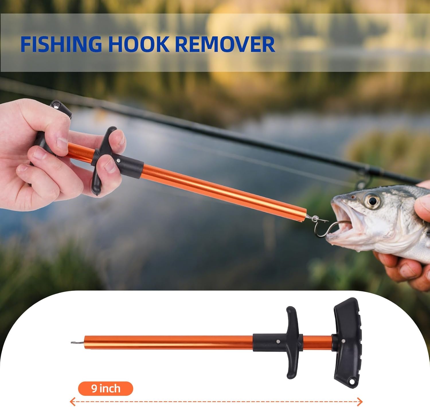 Kit de Pesca Completo – Incluye báscula de pesca, cuchillo de fileteo, alicates con cordón, removedor de ganchos, cortador de línea y agarre de pescado.