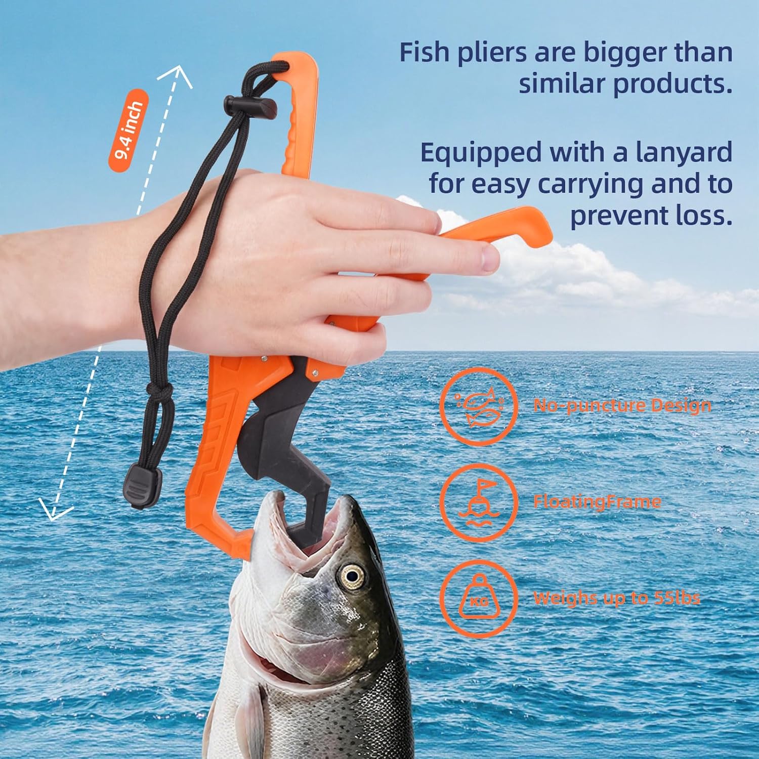 Kit de Pesca Completo – Incluye báscula de pesca, cuchillo de fileteo, alicates con cordón, removedor de ganchos, cortador de línea y agarre de pescado.