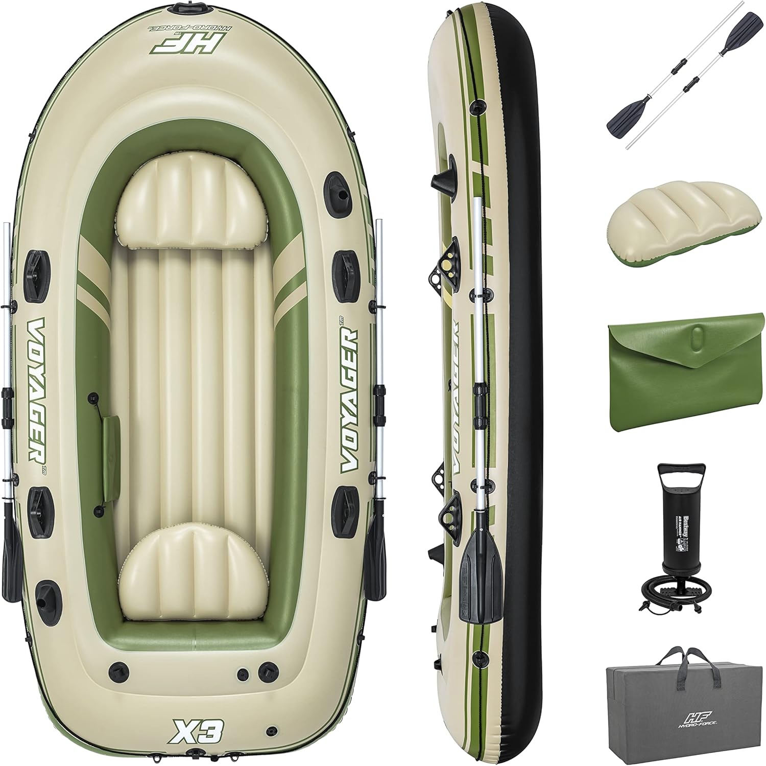 Bote inflable para 3 personas, ideal para estanques, lagos, ríos