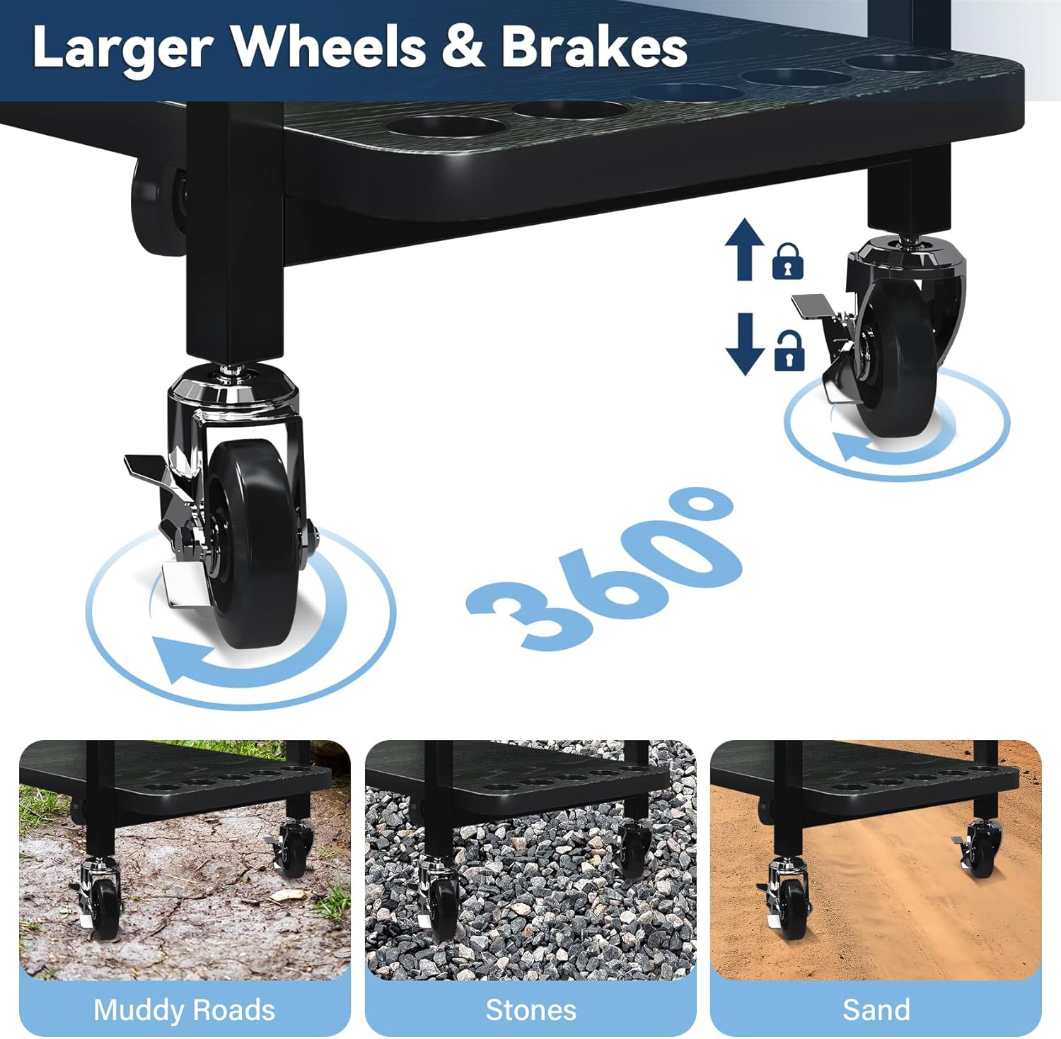 Soporte para Caña de Pescar tipo carrito para 10 Cañas Compatible con Todas las Cañas de Pescar, Organizador de Almacenamiento de Aparejos de 3 Niveles