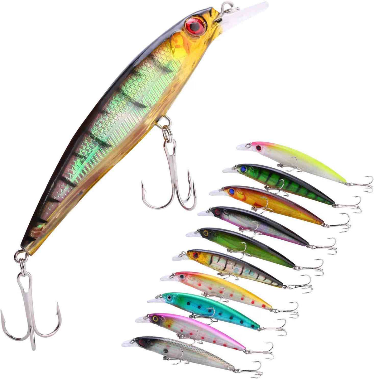 Kit de 10 Señuelos de pesca Crankbaits duros