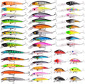 Kit de 43 Señuelos de Pesca Mixto que Incluye Minnow Popper Crank Baits