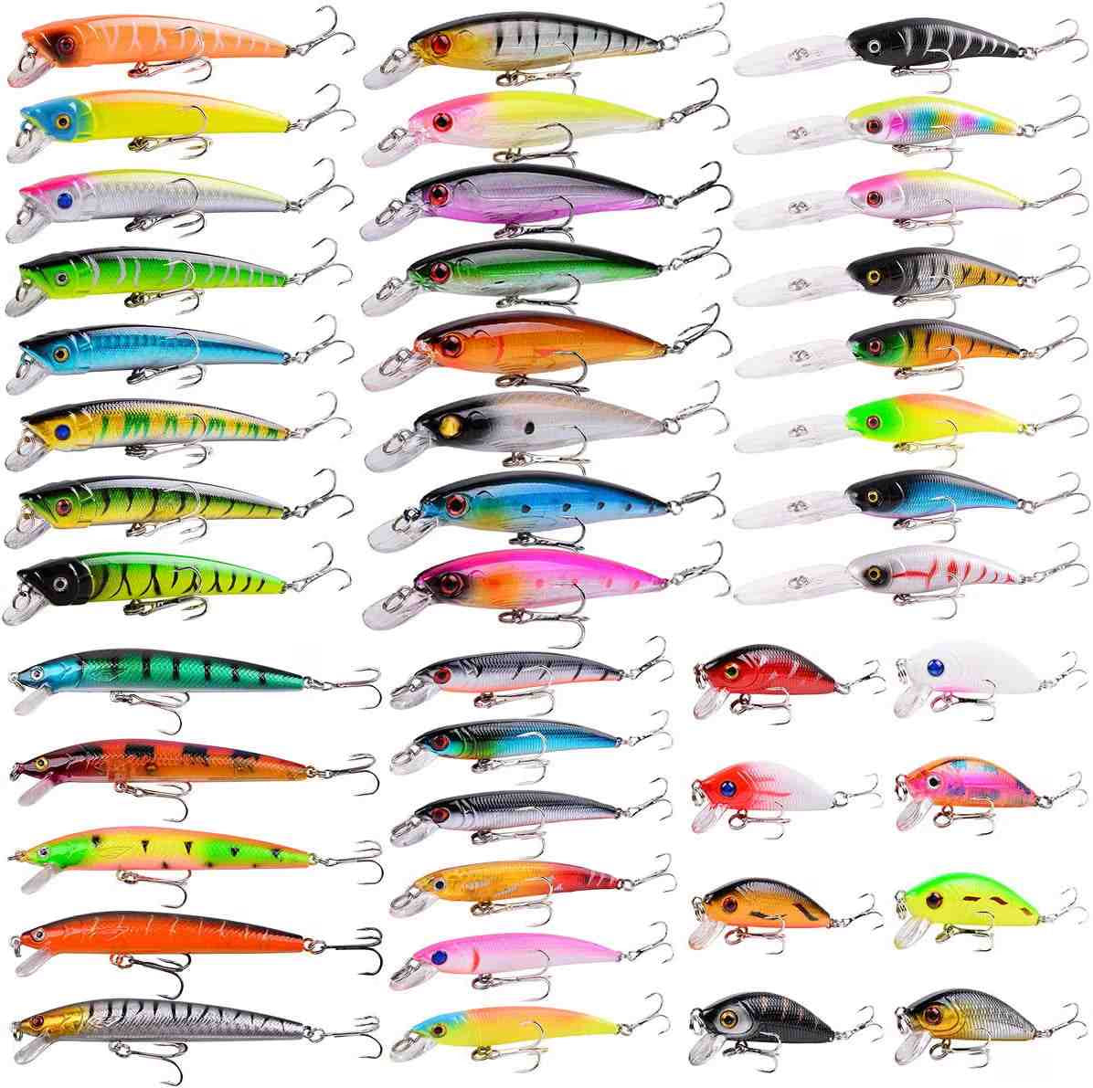 Kit de 43 Señuelos de Pesca Mixto que Incluye Minnow Popper Crank Baits